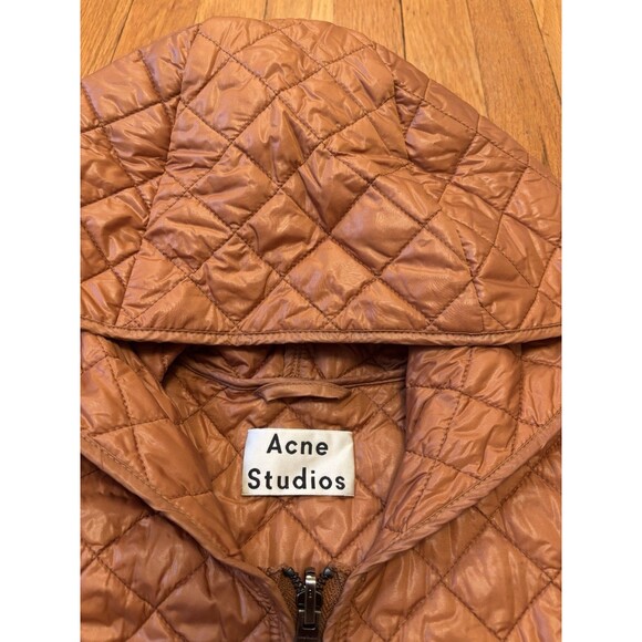 Acne Studios Brown Quilted Puffer Vest Hood Zip Up Midnight PAW17 Men’s M 48 - Picture 5 of 12